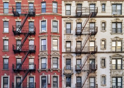 Brick apartment buildings