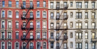 Brick apartment buildings